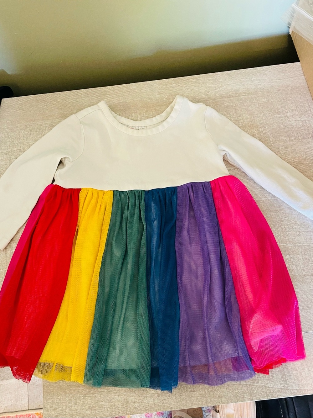 Hannah Anderson infant rainbow tulle twirl swing dress tutu outfit sz 6-12 mos